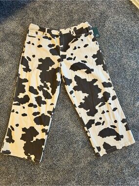 Cow Print Wide Leg Jeans - Beown & White